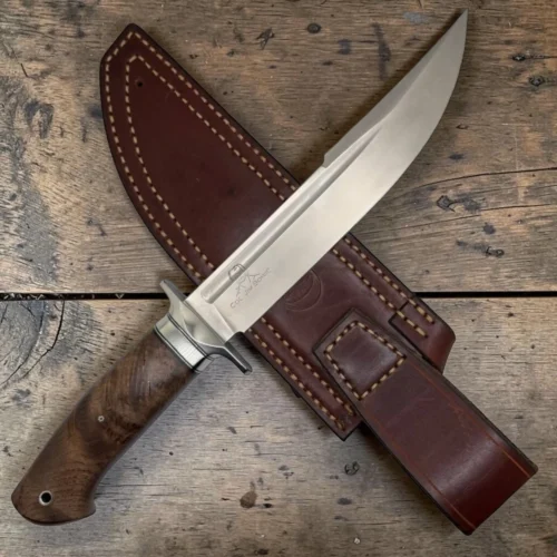 Handmade-Bowie-Knive-2-img2 Dedyukhin Handmade Bowie Knife M398 Custom №2 – Full Tang Fixed Blade, Stabilized Wood Handle & Leather Sheath, USA-Market®