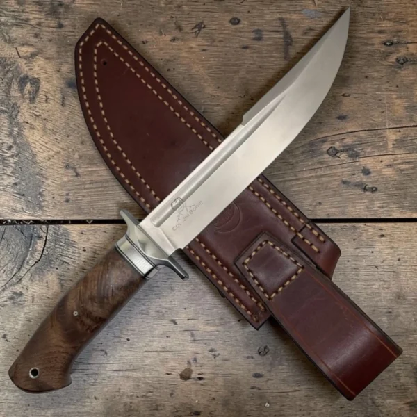 Handmade-Bowie-Knive-2-img2 Dedyukhin Handmade Bowie Knife M398 Custom №2 – Full Tang Fixed Blade, Stabilized Wood Handle & Leather Sheath, USA-Market®