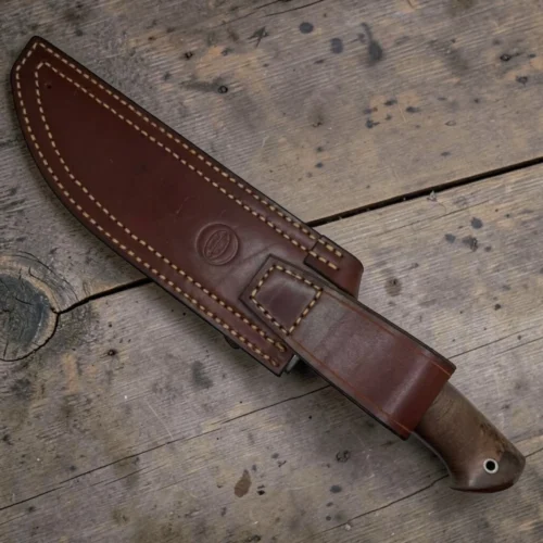 Handmade-Bowie-Knive-2-img4 Dedyukhin Handmade Bowie Knife M398 Custom №2 – Full Tang Fixed Blade, Stabilized Wood Handle & Leather Sheath, USA-Market®