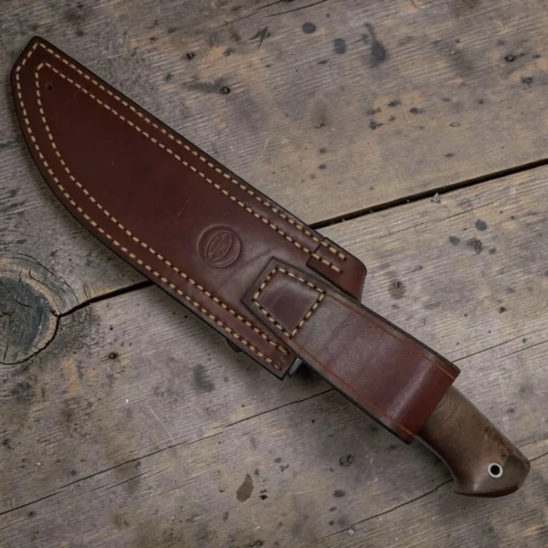 Handmade-Bowie-Knive-2-img4 Dedyukhin Handmade Bowie Knife M398 Custom №2 – Full Tang Fixed Blade, Stabilized Wood Handle & Leather Sheath, USA-Market®