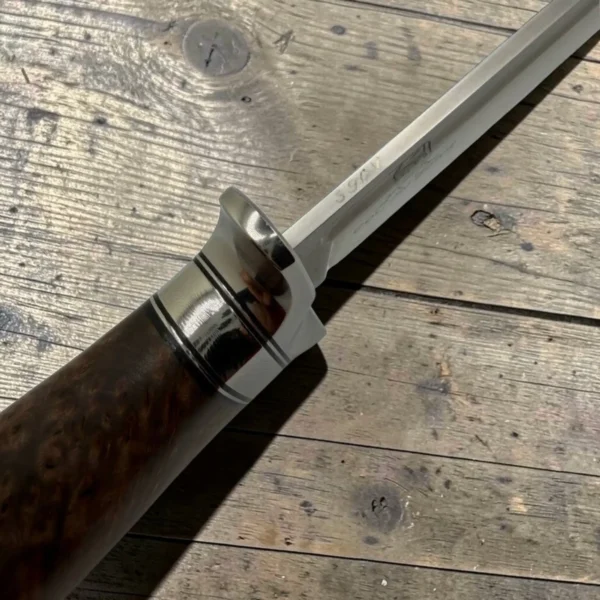 Handmade-Bowie-Knive-2-img5 Dedyukhin Handmade Bowie Knife M398 Custom №2 – Full Tang Fixed Blade, Stabilized Wood Handle & Leather Sheath, USA-Market®