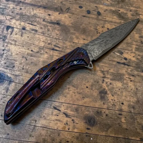 San-Mai-Damascus-img3 CPM® REX121 – Andrew Blacksmith San Mai Damascus EDC Folding Knife | Premium Handmade Everyday Carry Knife