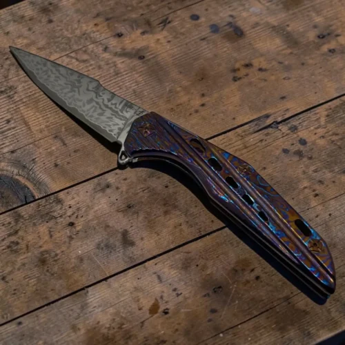 San-Mai-Damascus-img4 CPM® REX121 – Andrew Blacksmith San Mai Damascus EDC Folding Knife | Premium Handmade Everyday Carry Knife