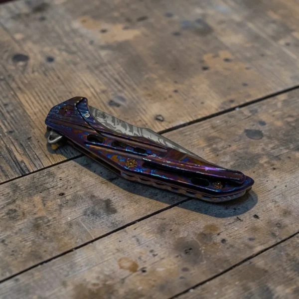 San-Mai-Damascus-img6 CPM® REX121 – Andrew Blacksmith San Mai Damascus EDC Folding Knife | Premium Handmade Everyday Carry Knife