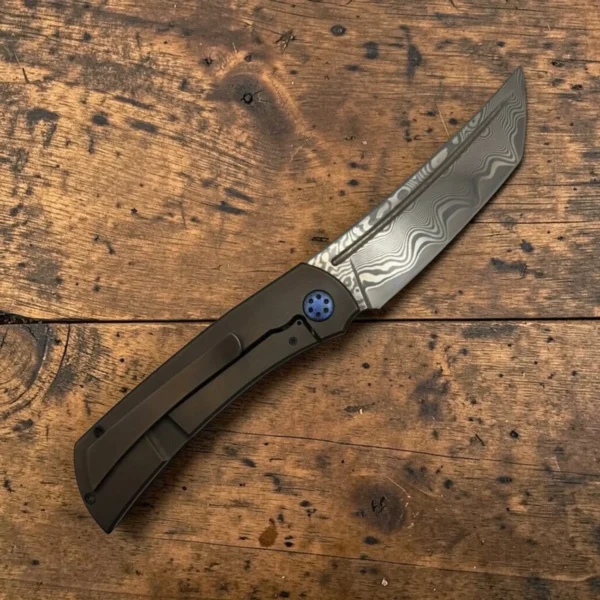 Seraphim-Knives-img2 Seraphim Knives Yakuza Custom Folding Knife – Laminated Blade, Titanium & Mammoth Tusk Inlay