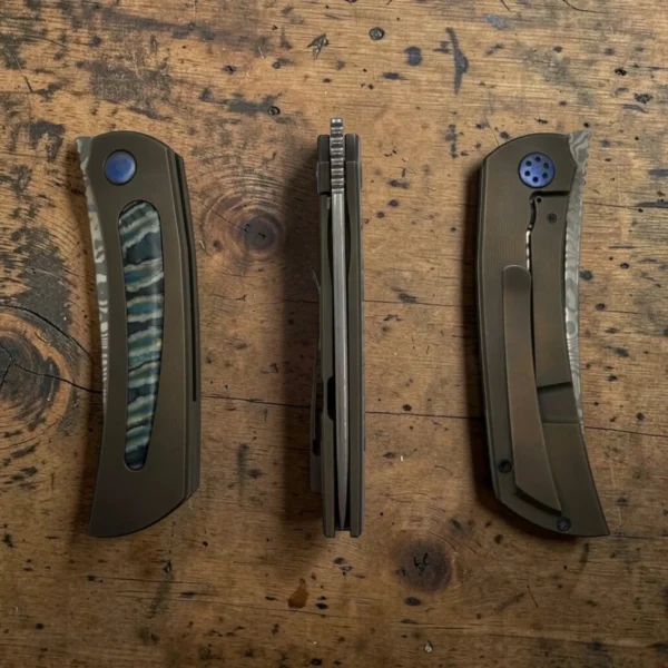 Seraphim-Knives-img3 Seraphim Knives Yakuza Custom Folding Knife – Laminated Blade, Titanium & Mammoth Tusk Inlay