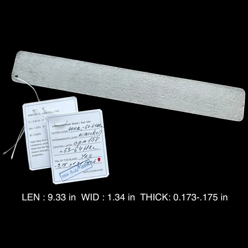 1 Californian San Mai CPM 15V Billet – Cryo Treated Core Steel